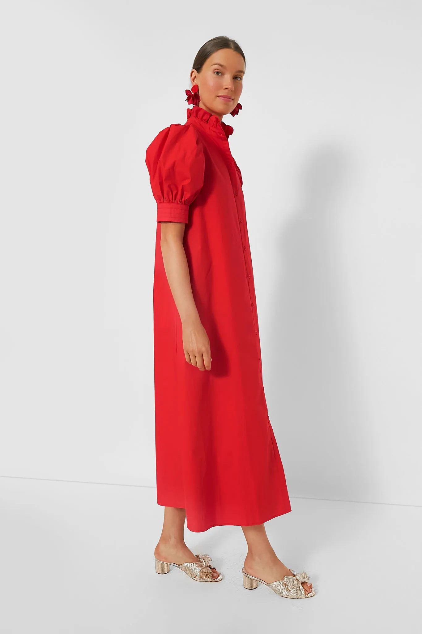 Red Ruffle Collar Louisa Maxi Dress