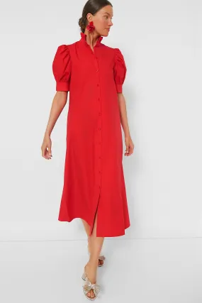 Red Ruffle Collar Louisa Maxi Dress