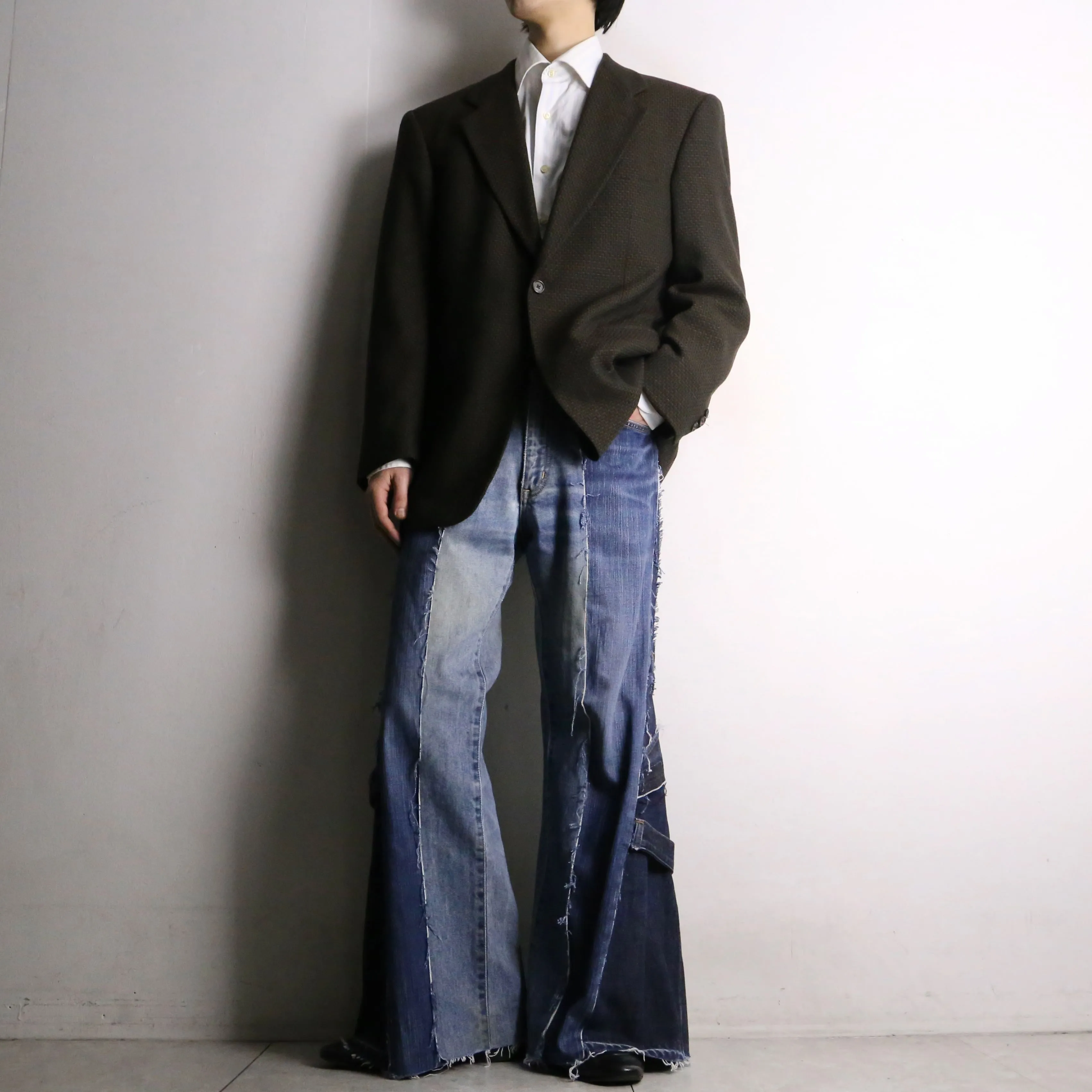 remake "再構築" 3 docking side belt buggy denim pants