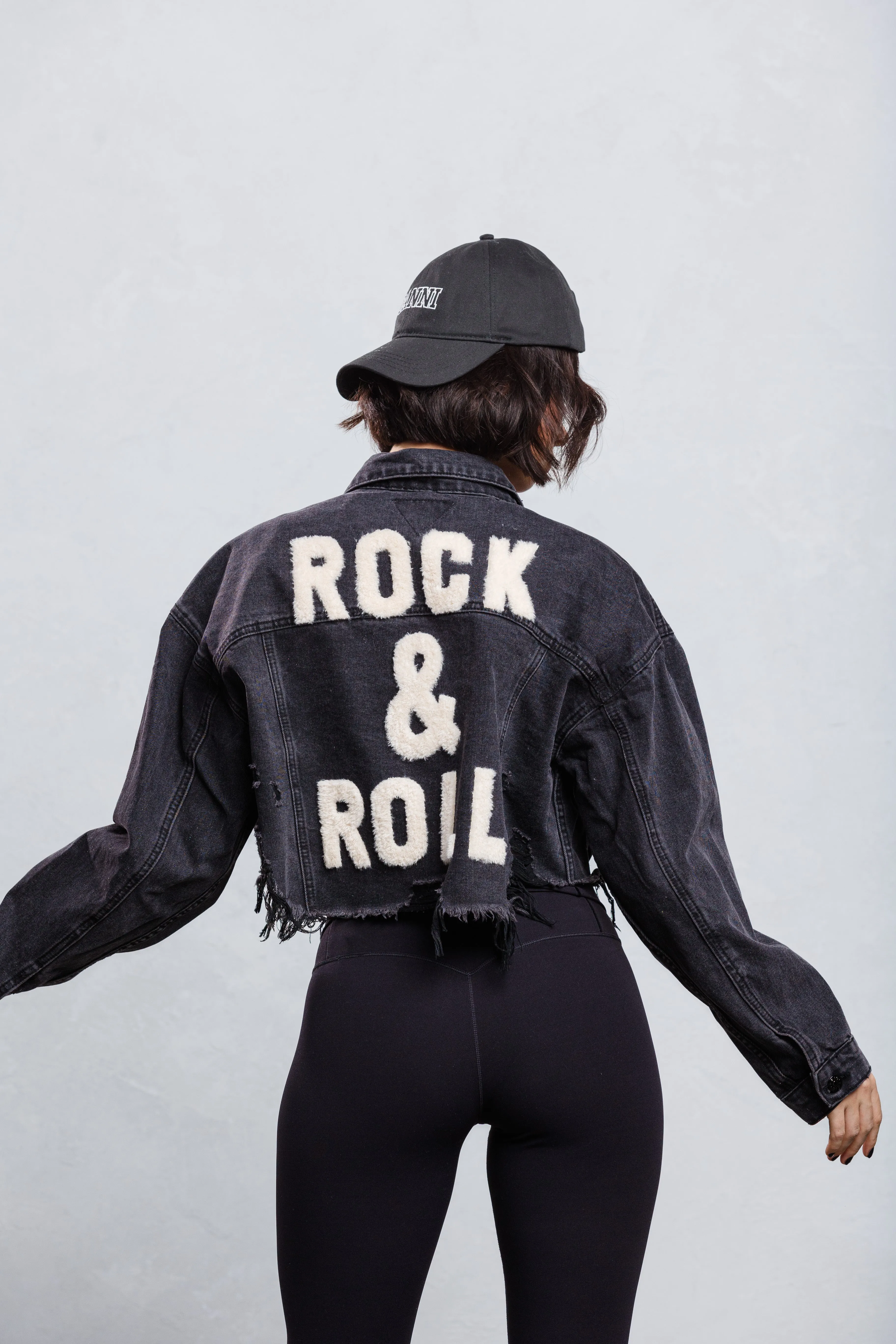 ROCK N ROLL Crop Denim Jacket