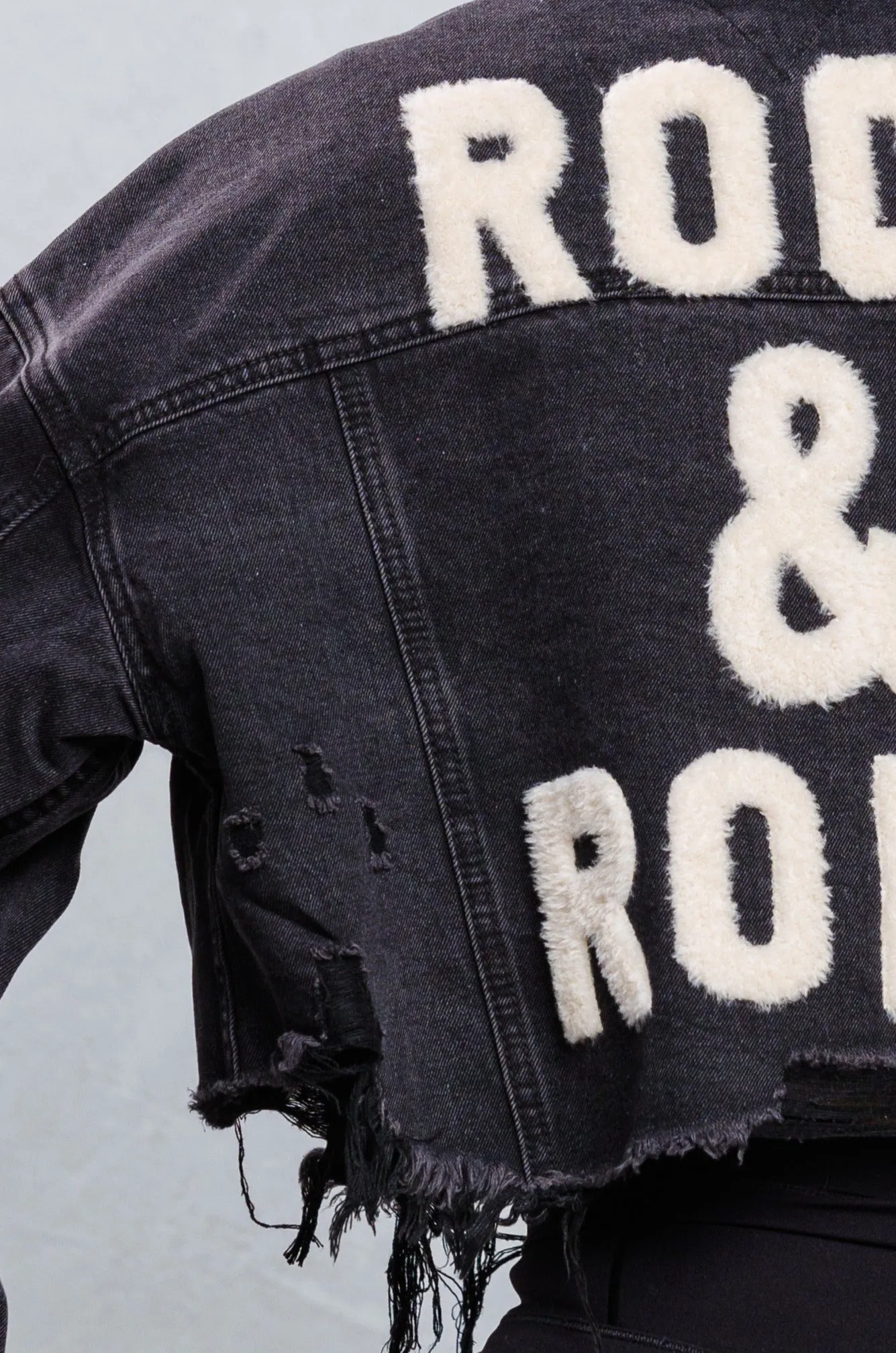 ROCK N ROLL Crop Denim Jacket