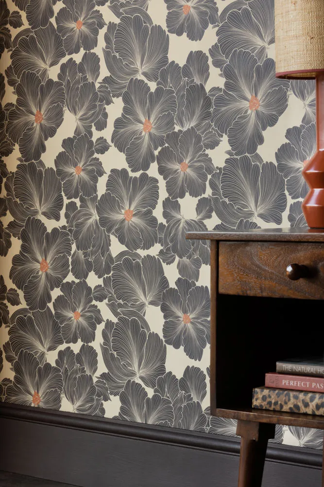 Rockett St George Bohemian Bloom Graphite Wallpaper