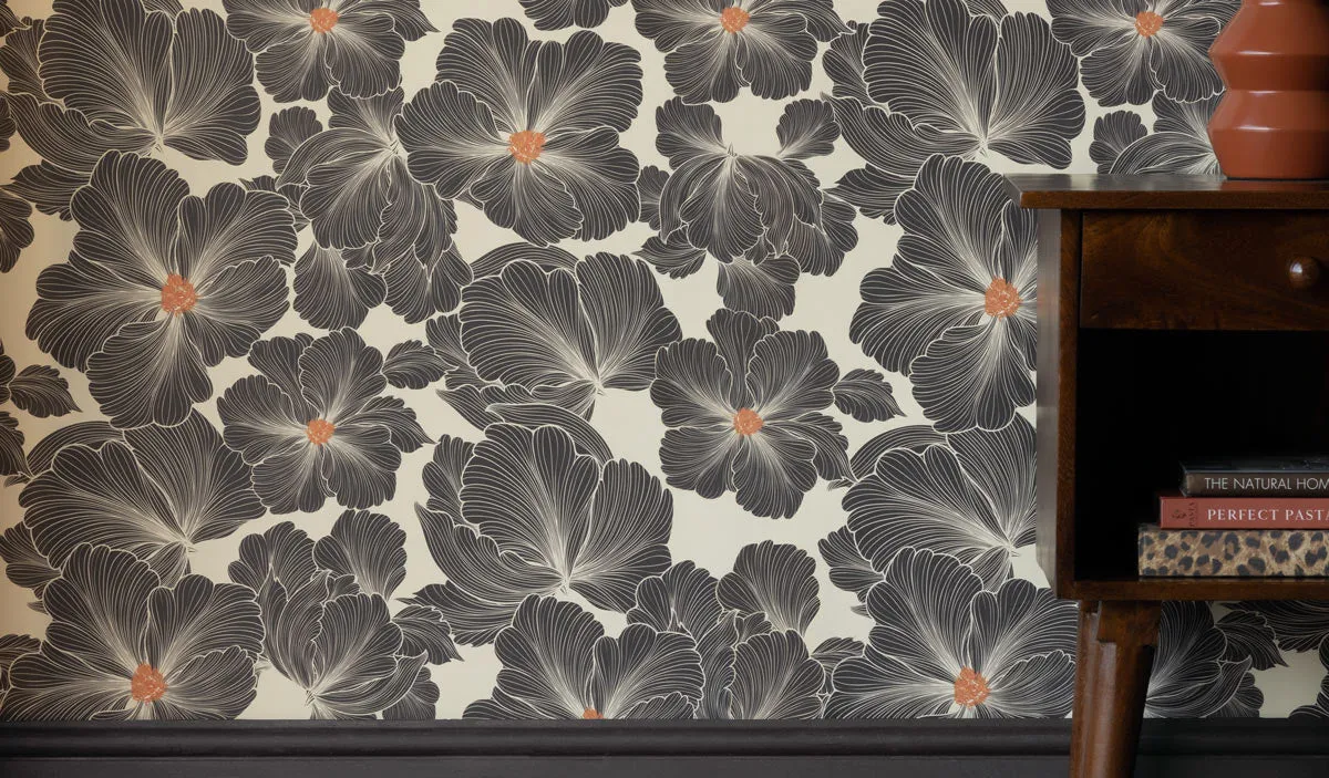 Rockett St George Bohemian Bloom Graphite Wallpaper