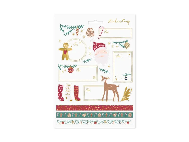 Santa Christmas Gift Tag Stickers x 24