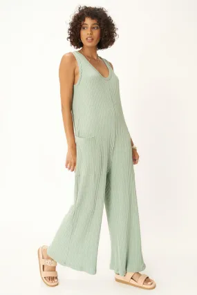 Santa Maria Sweater Rib Wide Leg Jumpsuit - Endless Sky