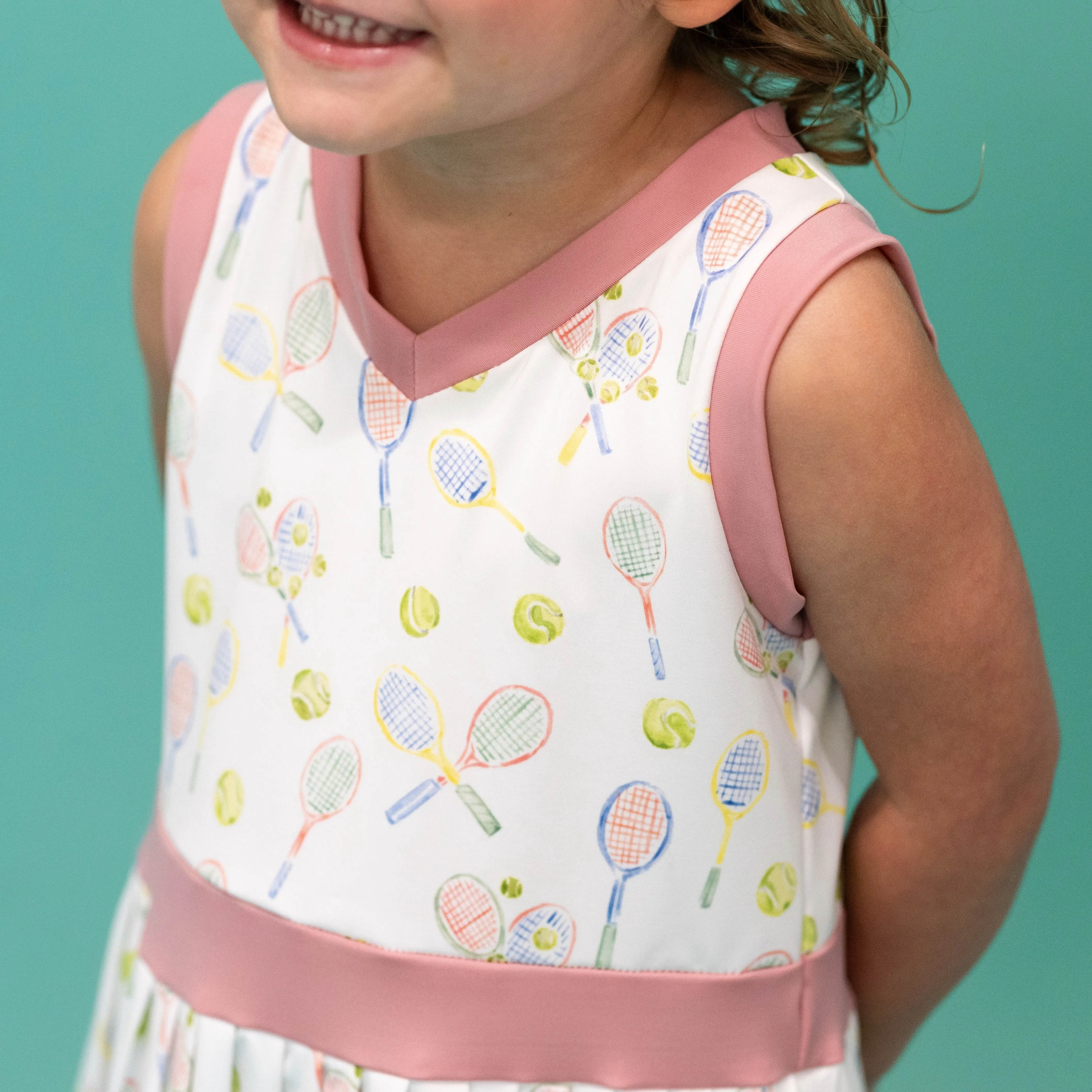 Serena Girl Dress - Racket Print