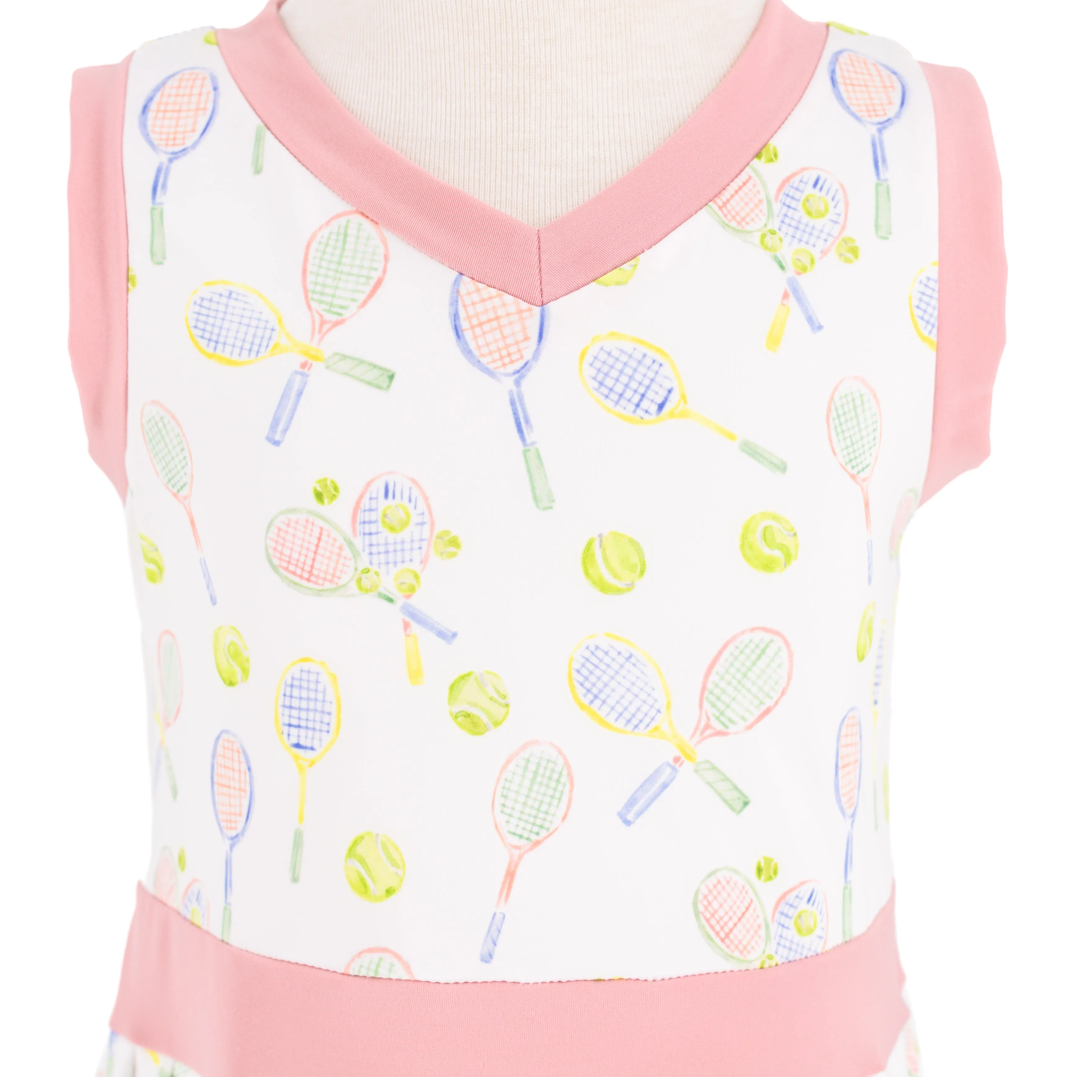 Serena Girl Dress - Racket Print