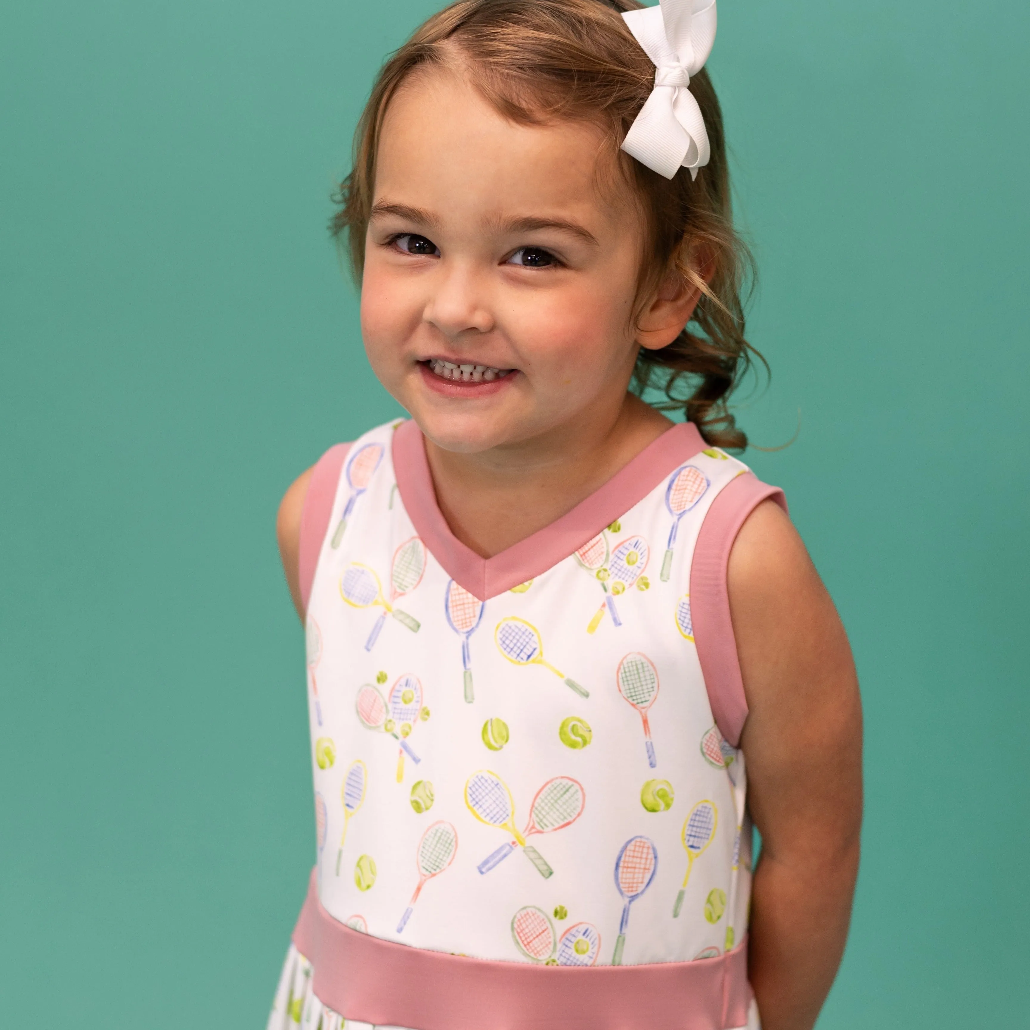 Serena Girl Dress - Racket Print