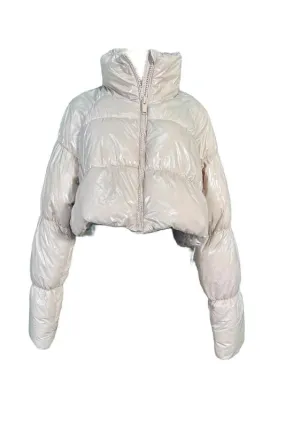 Shiny Nylon Quilted Crop Puffer