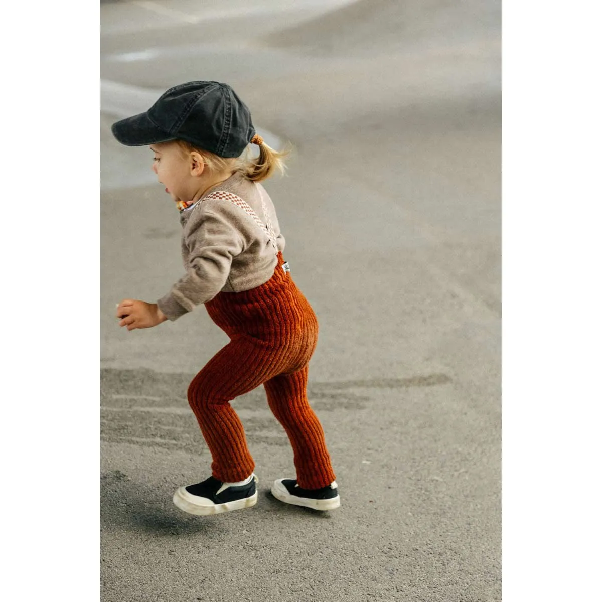 Silly Silas - Granny teddy footless tights with braces - Cinnamon Checked