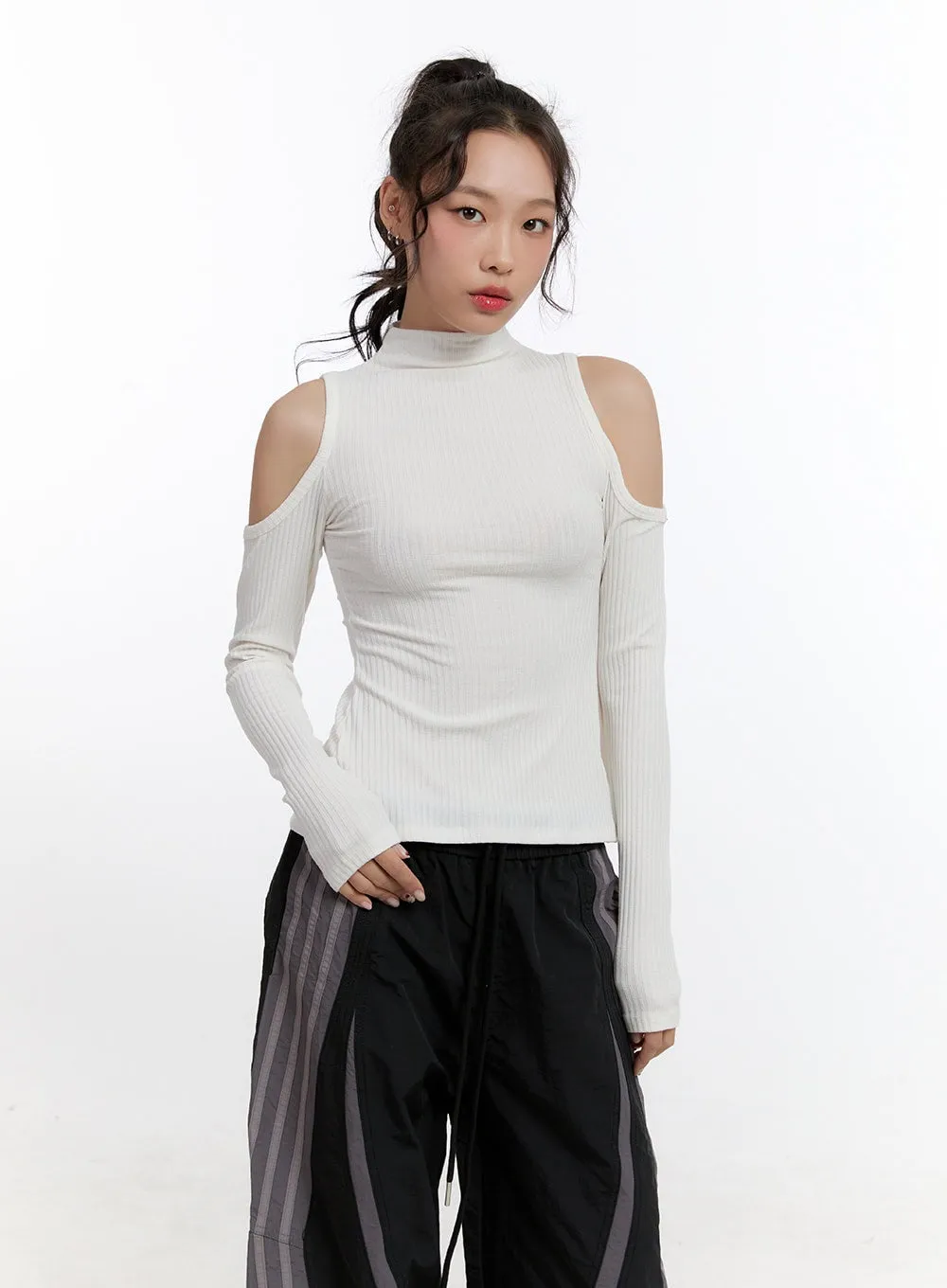 Slim-Fit Turtleneck Cut Out Top CN421