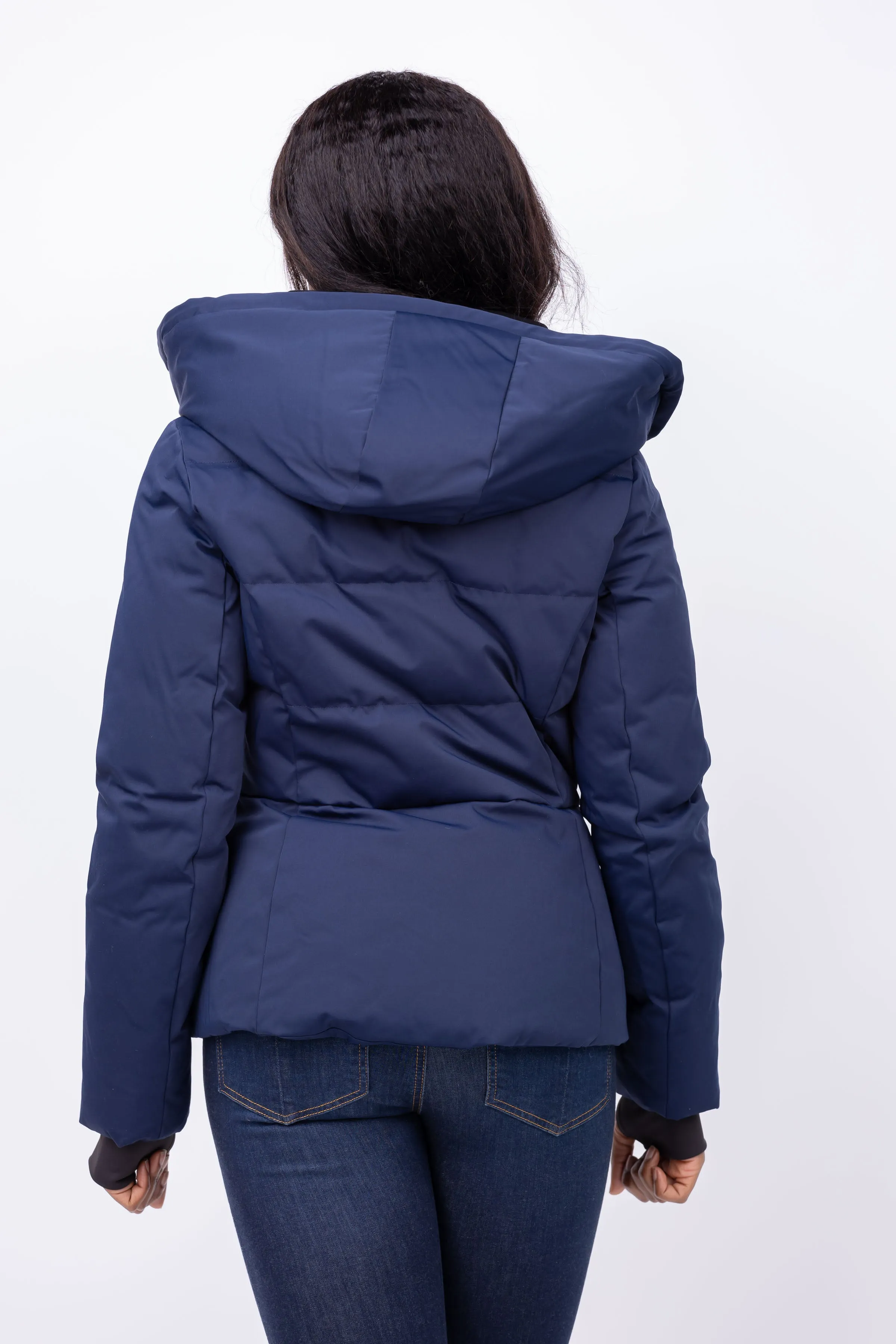 SOIA & KYO Marilou Slim-Fit Classic Down Coat With Hood in Lapis