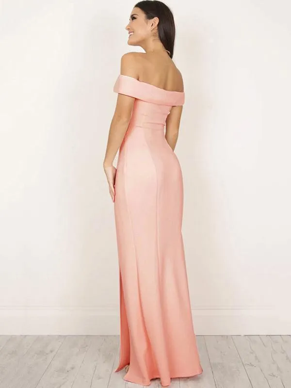 Solid Color Split Bodycon Party Maxi Dress