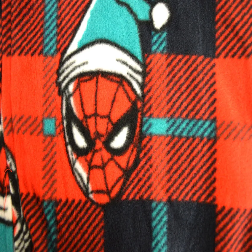 Spiderman Santa Spidey Plaid Hooded Blanket Sleeper Pajamas