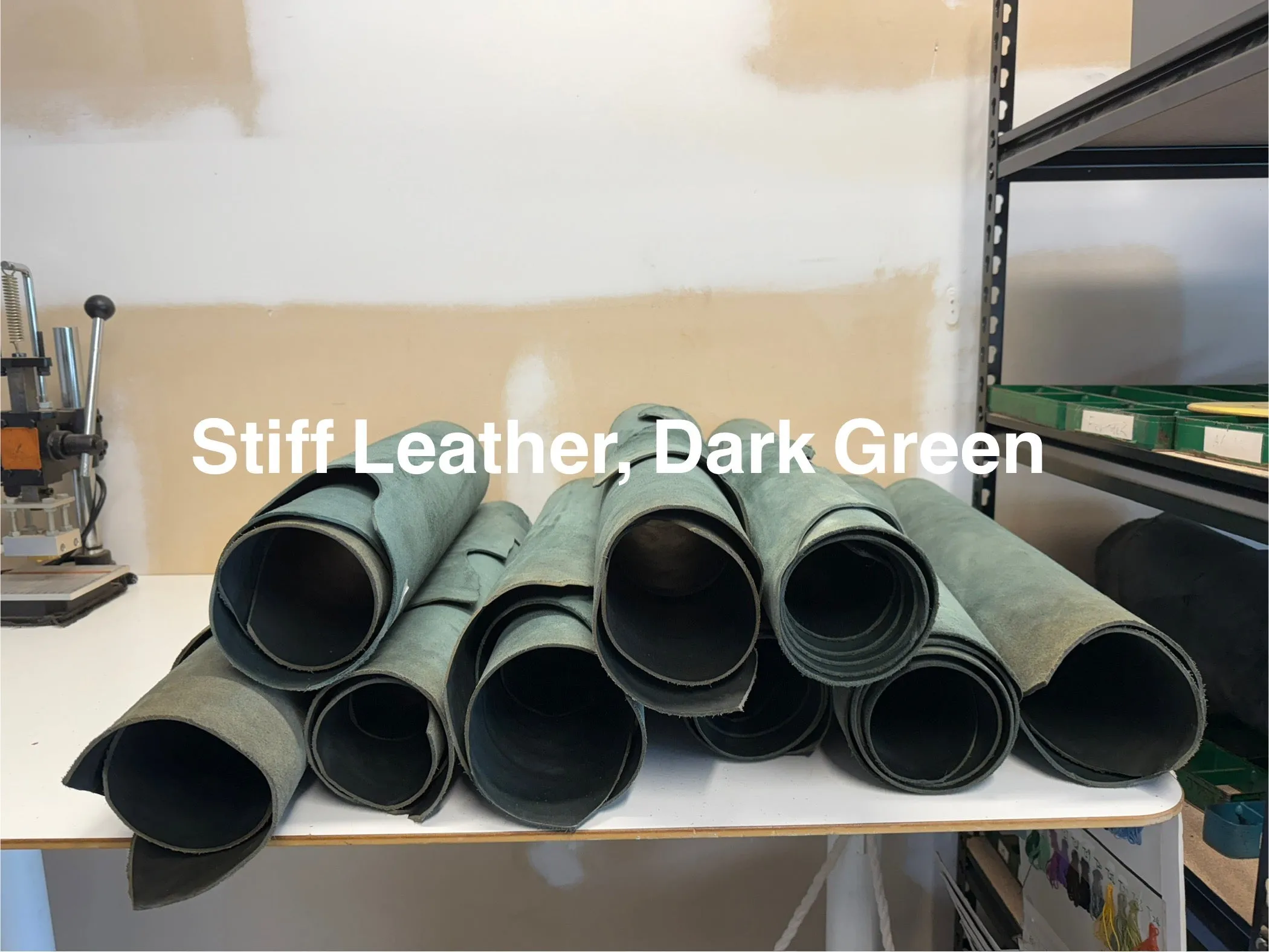 Stiff leather,Vegetable-Tanned Leather, Dark Green