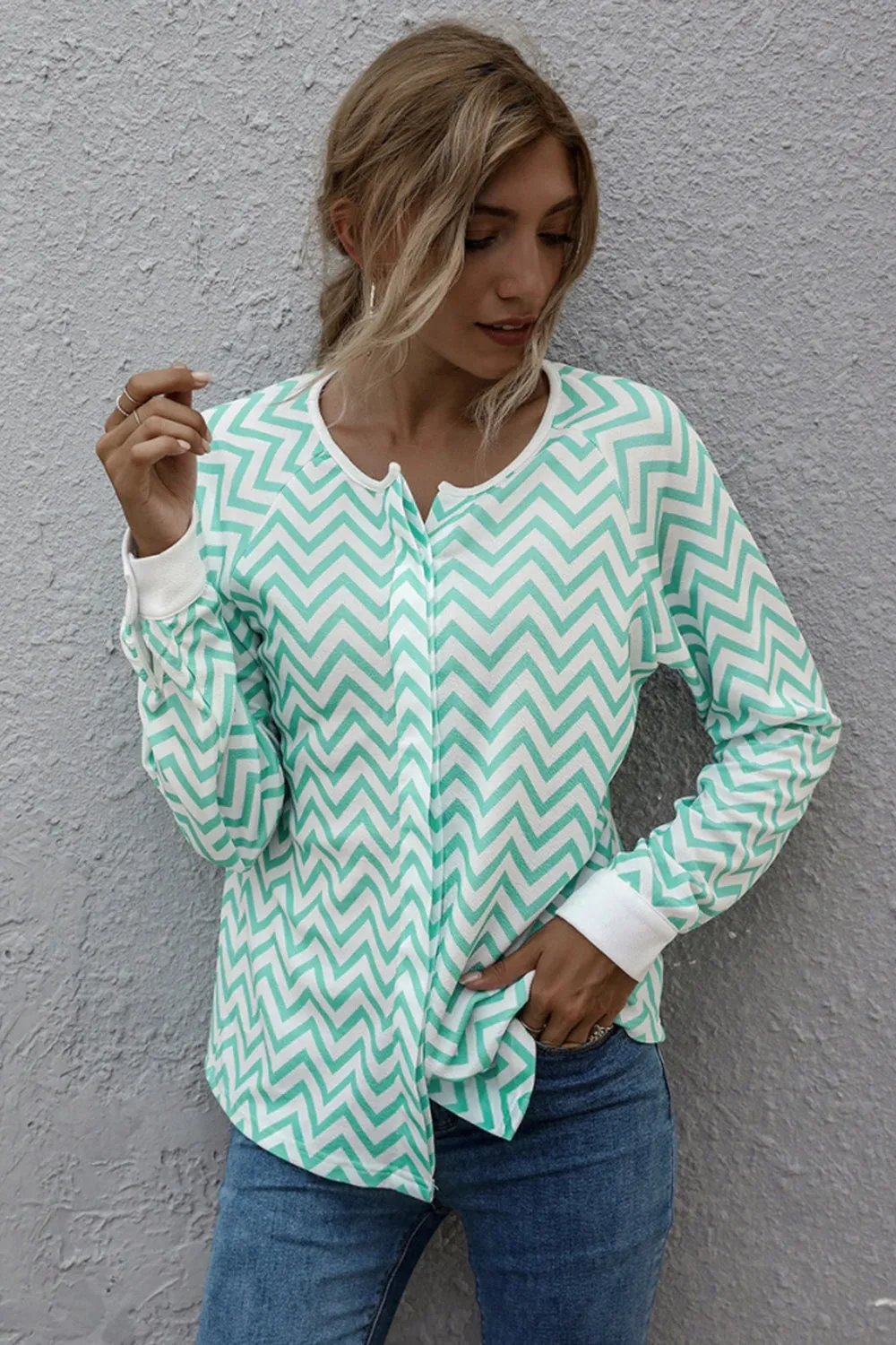 Striped Long-sleeved Jacket Top