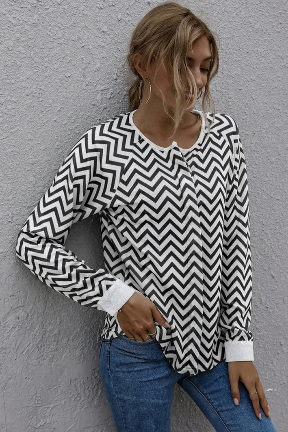 Striped Long-sleeved Jacket Top