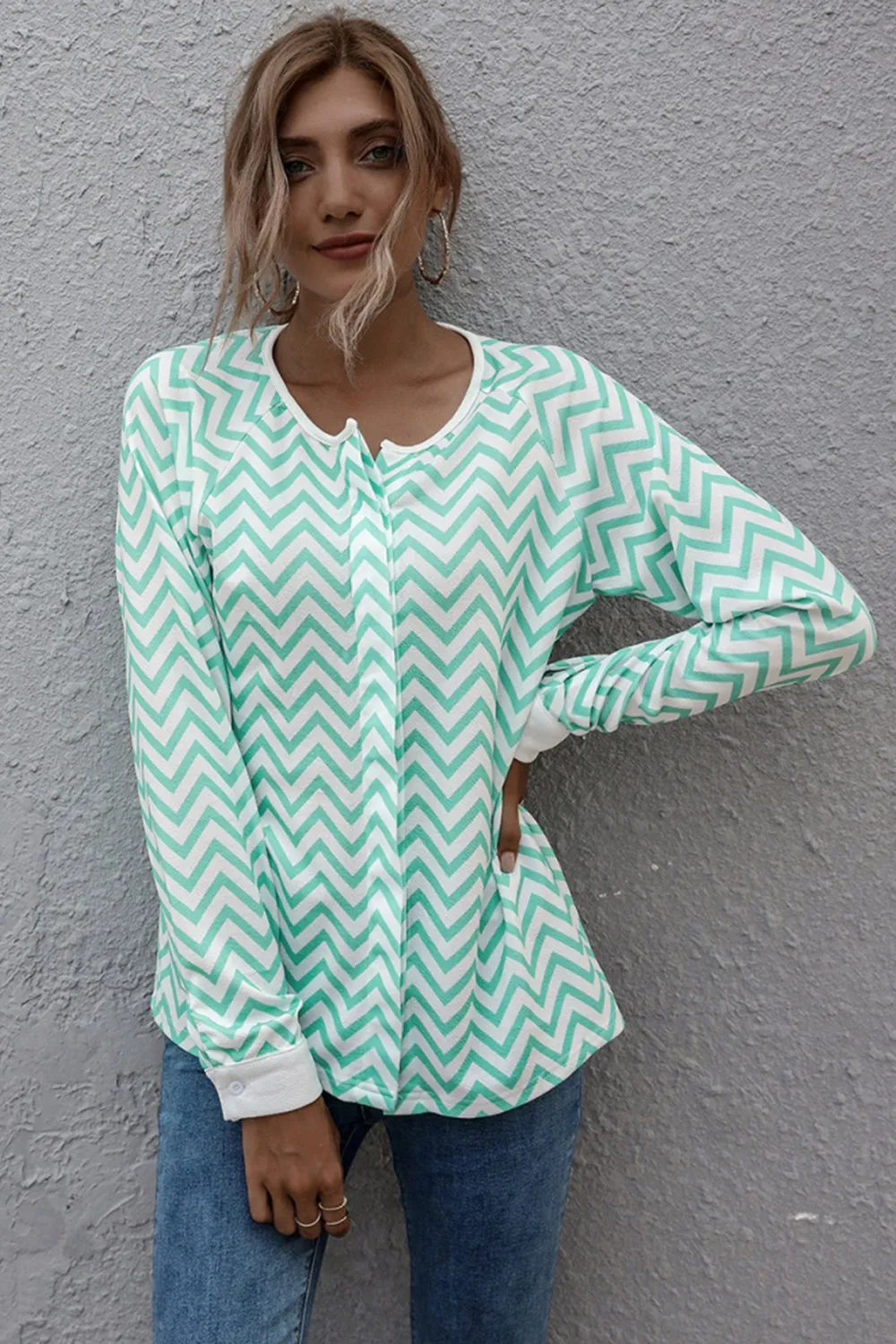 Striped Long-sleeved Jacket Top