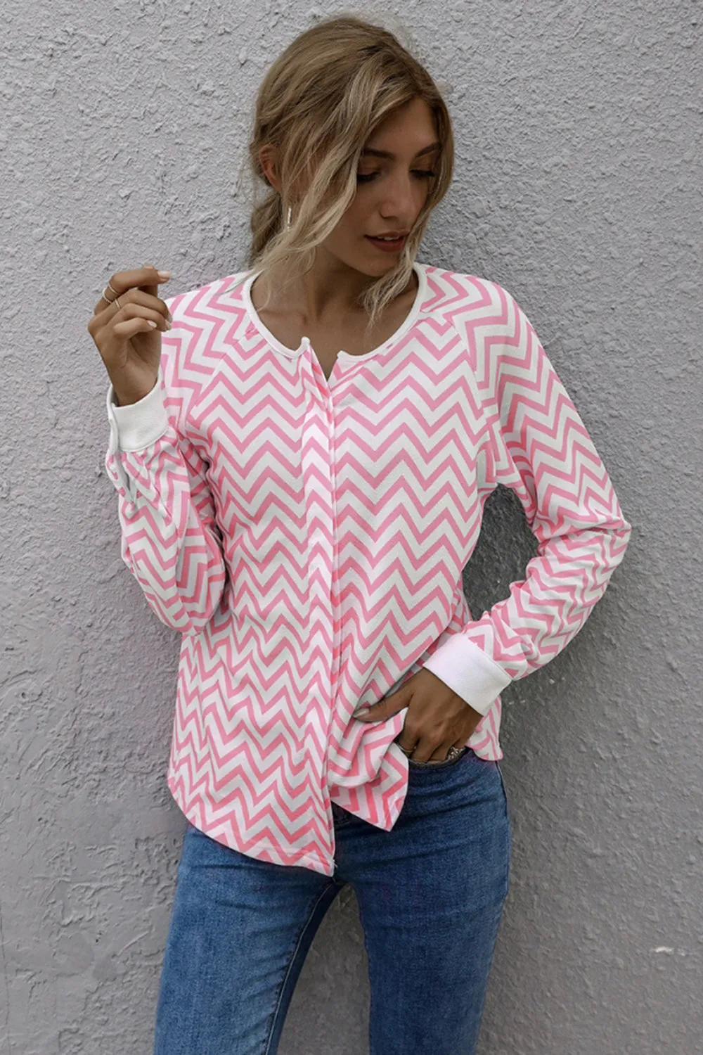 Striped Long-sleeved Jacket Top