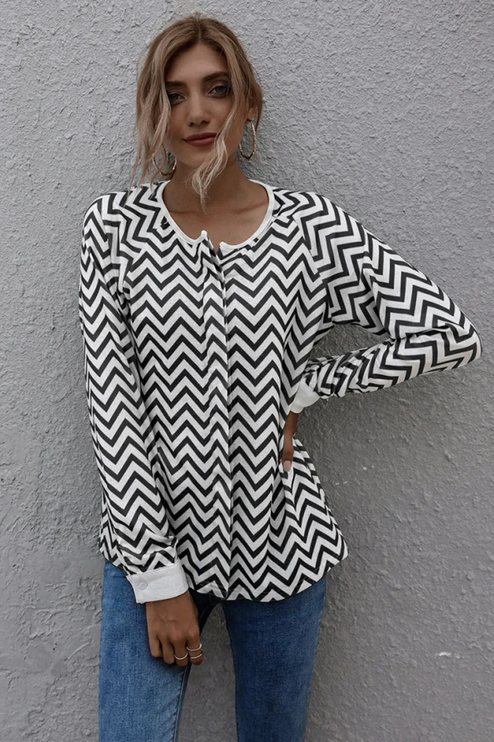 Striped Long-sleeved Jacket Top