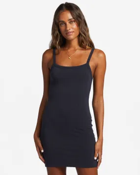 Summer Babe Rib Knit Dress - Black Pebble