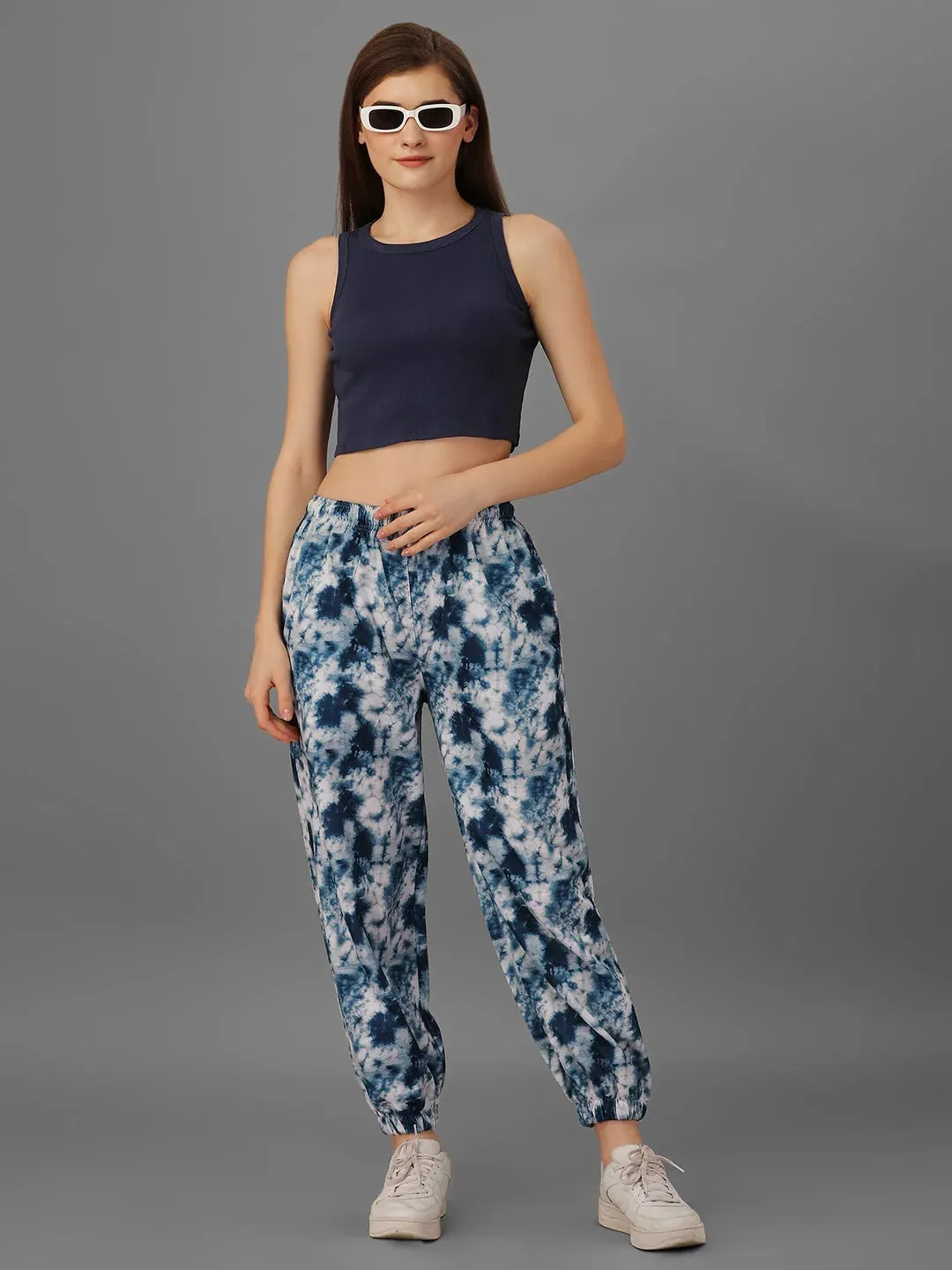 SXV Tie Dye white-navyblue Pull-On Fleece Joggers