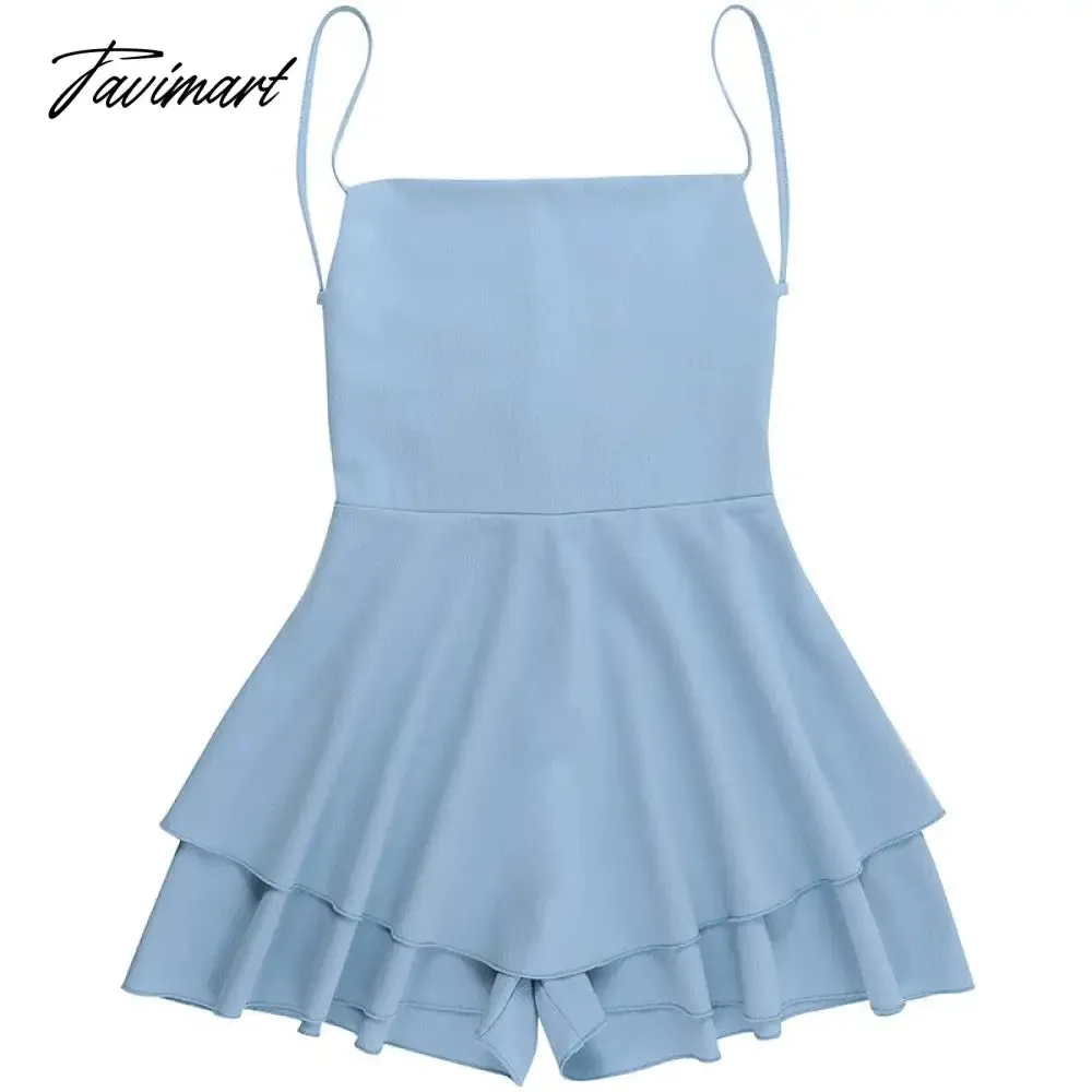 Tavimart Sexy Backless Bandage Mini Dress for Women Elegant Spaghetti Strap Party Dresses Fashion Summer Bodycon Beach Ruffle Dress