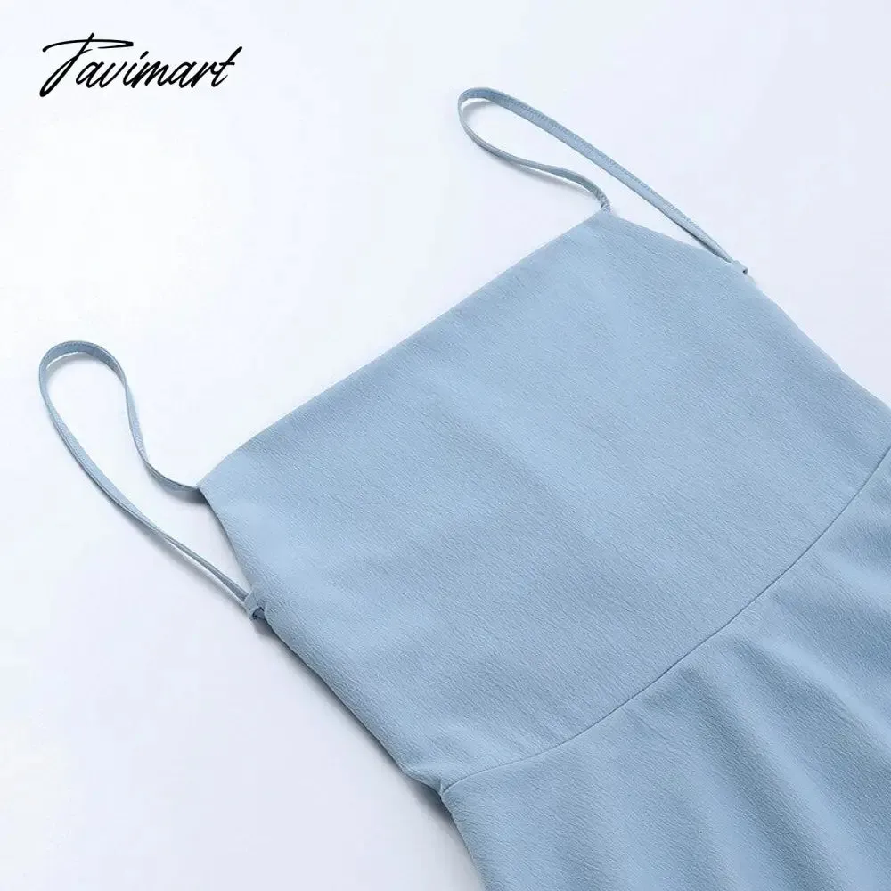 Tavimart Sexy Backless Bandage Mini Dress for Women Elegant Spaghetti Strap Party Dresses Fashion Summer Bodycon Beach Ruffle Dress