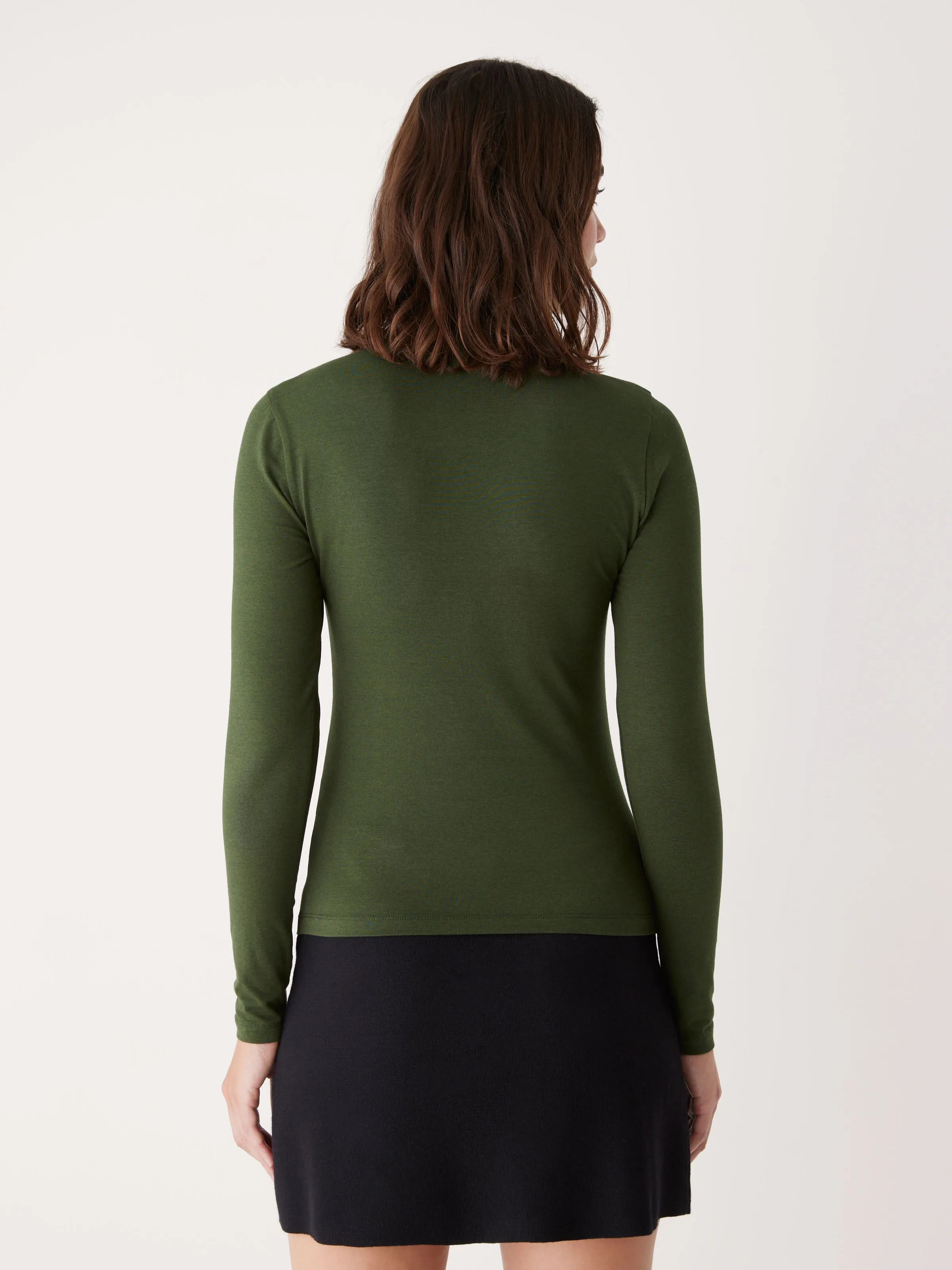 The Essential Long Sleeve Mockneck in Kombu Green