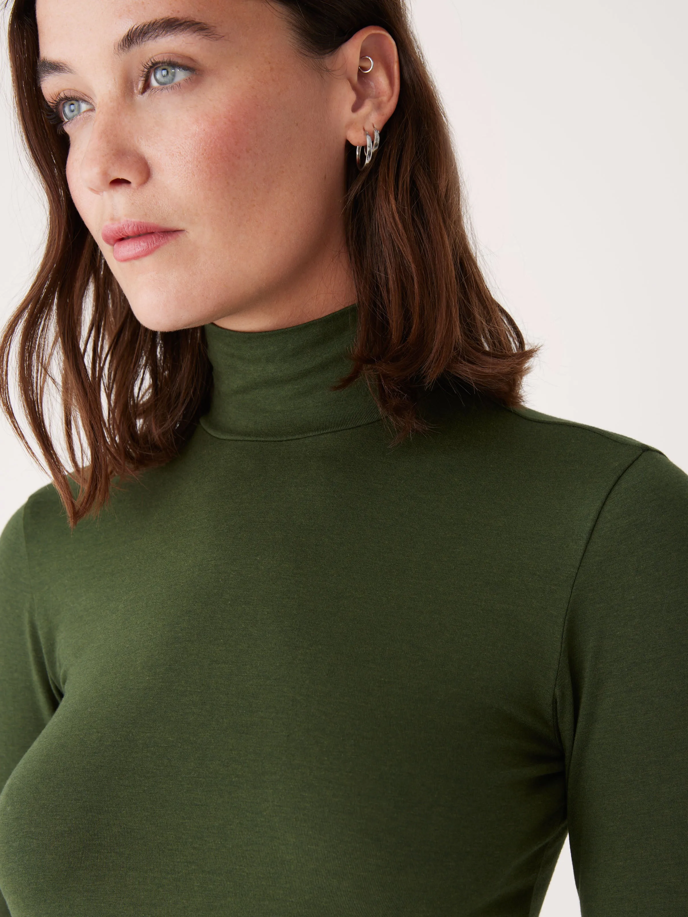 The Essential Long Sleeve Mockneck in Kombu Green