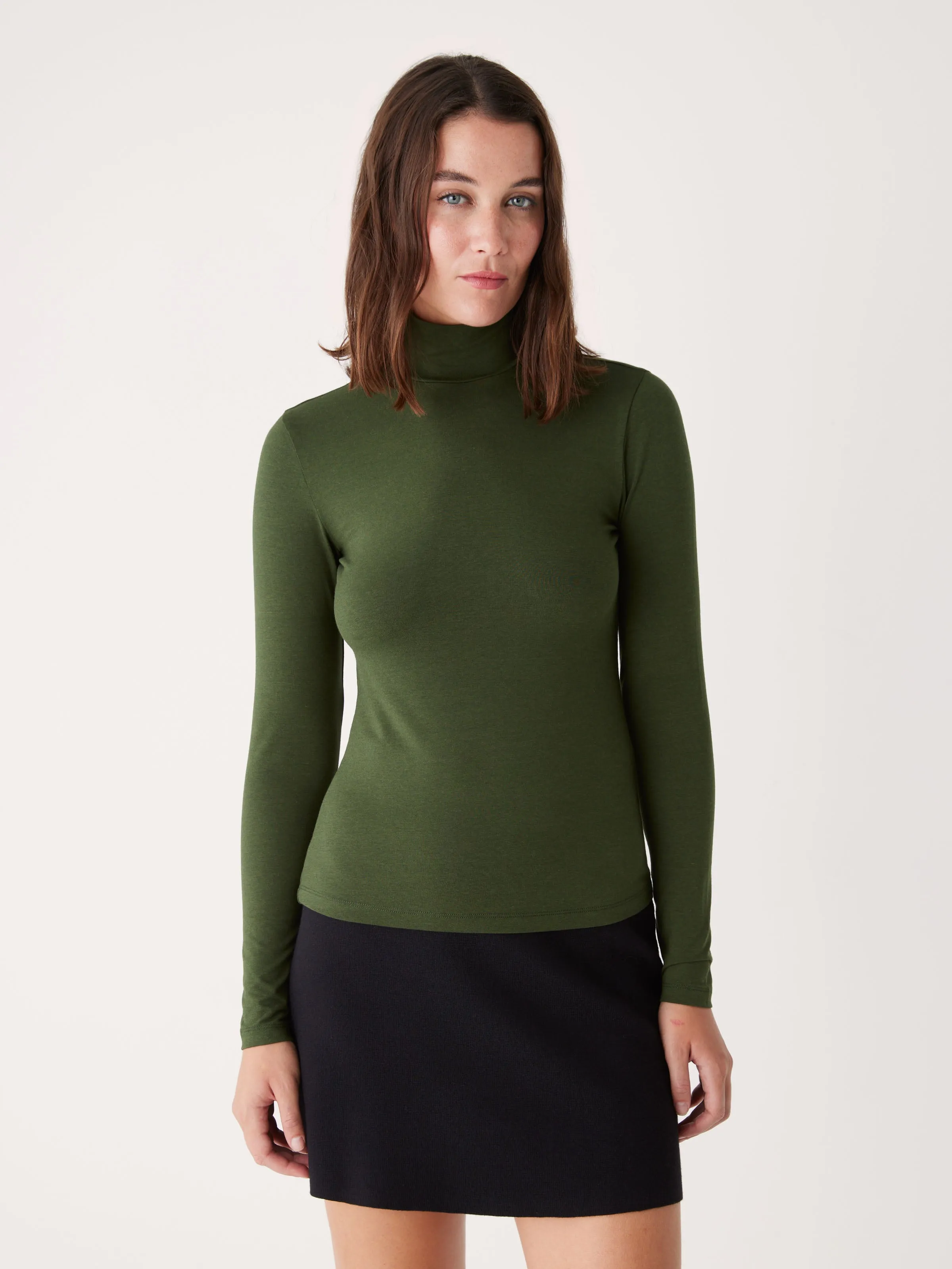 The Essential Long Sleeve Mockneck in Kombu Green