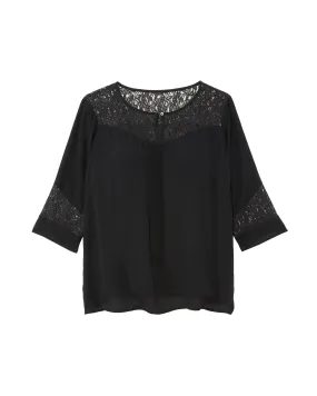 Tori Lace Panel Top | Black