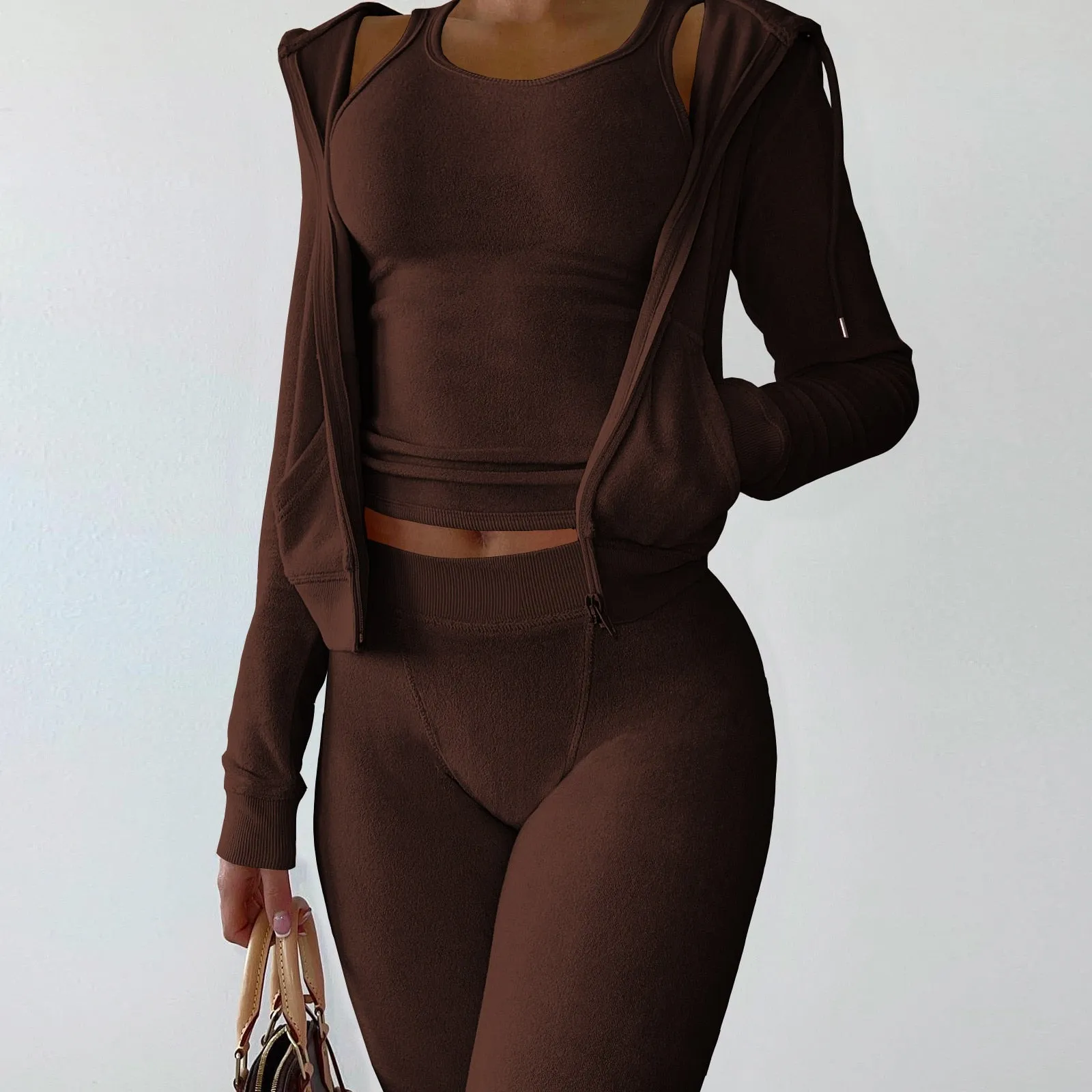 Trendy Two Piece Sweatsuit  With Hoodie