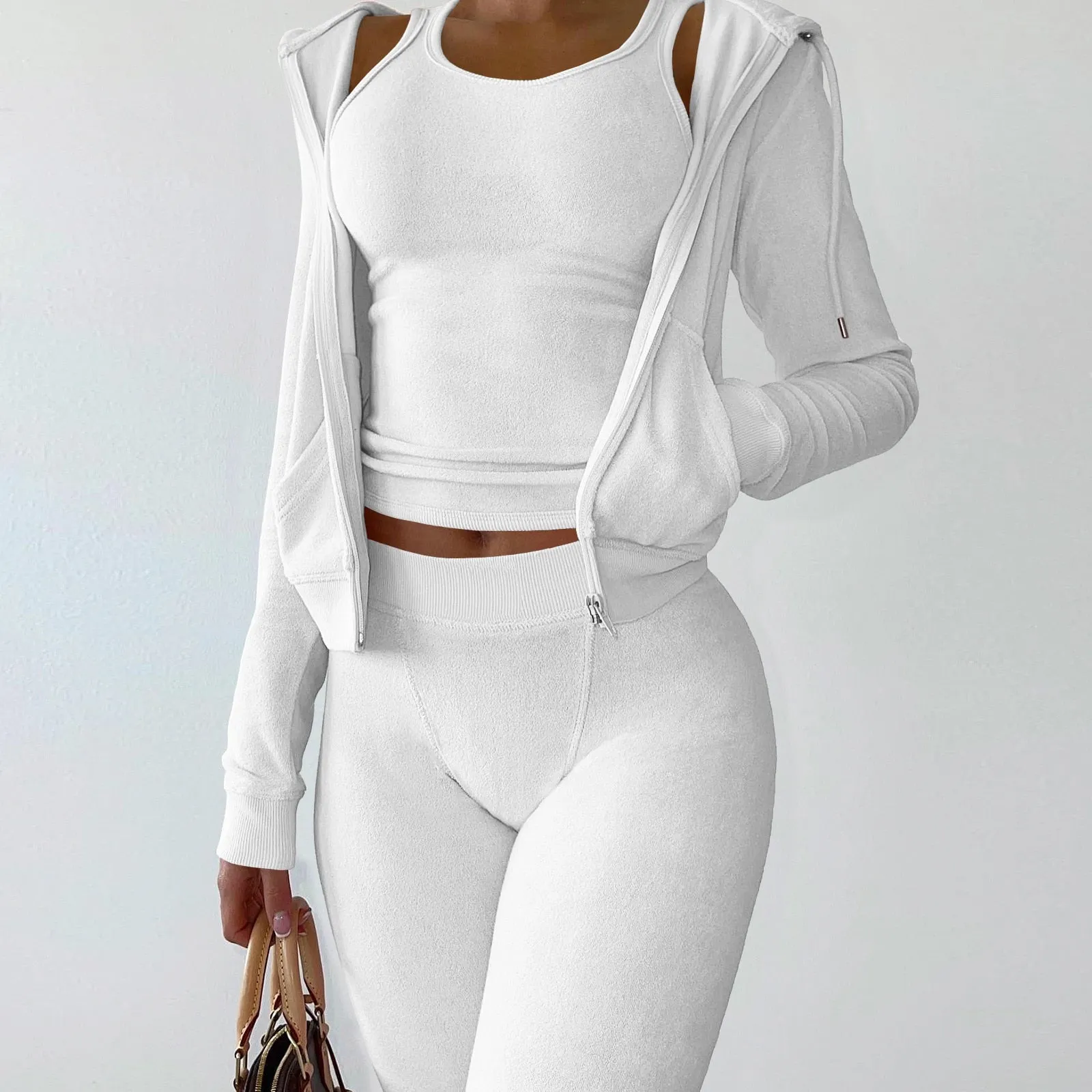 Trendy Two Piece Sweatsuit  With Hoodie