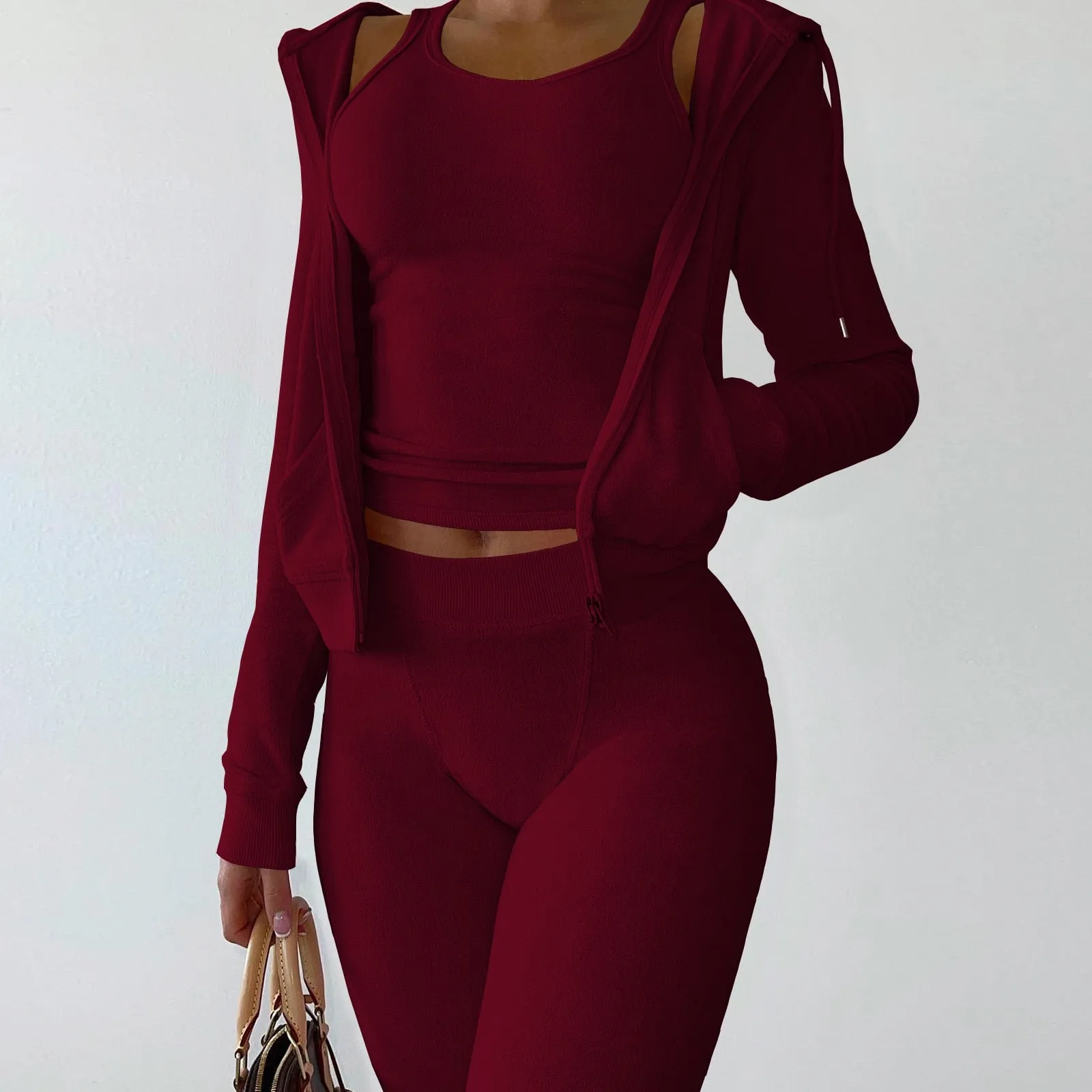 Trendy Two Piece Sweatsuit  With Hoodie