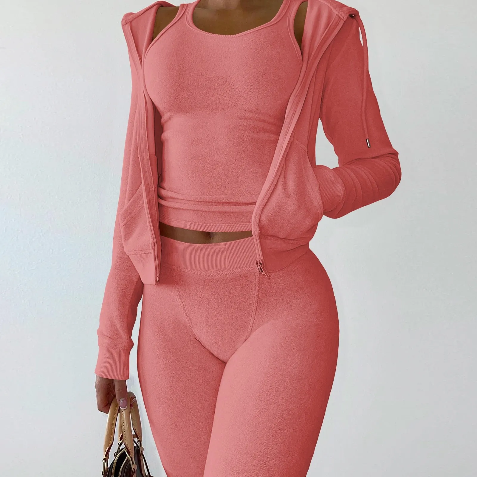 Trendy Two Piece Sweatsuit  With Hoodie