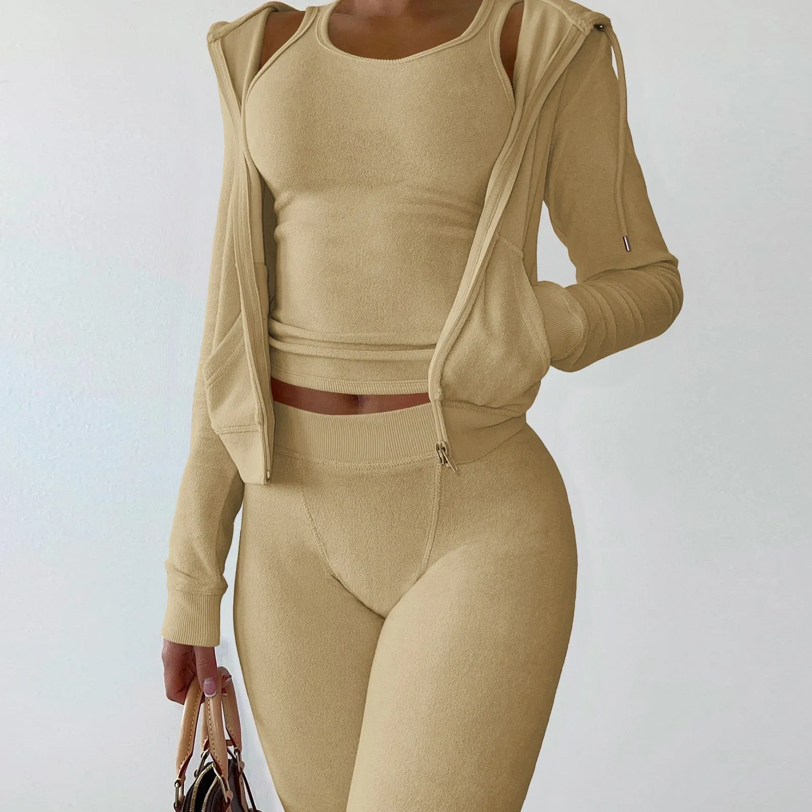 Trendy Two Piece Sweatsuit  With Hoodie