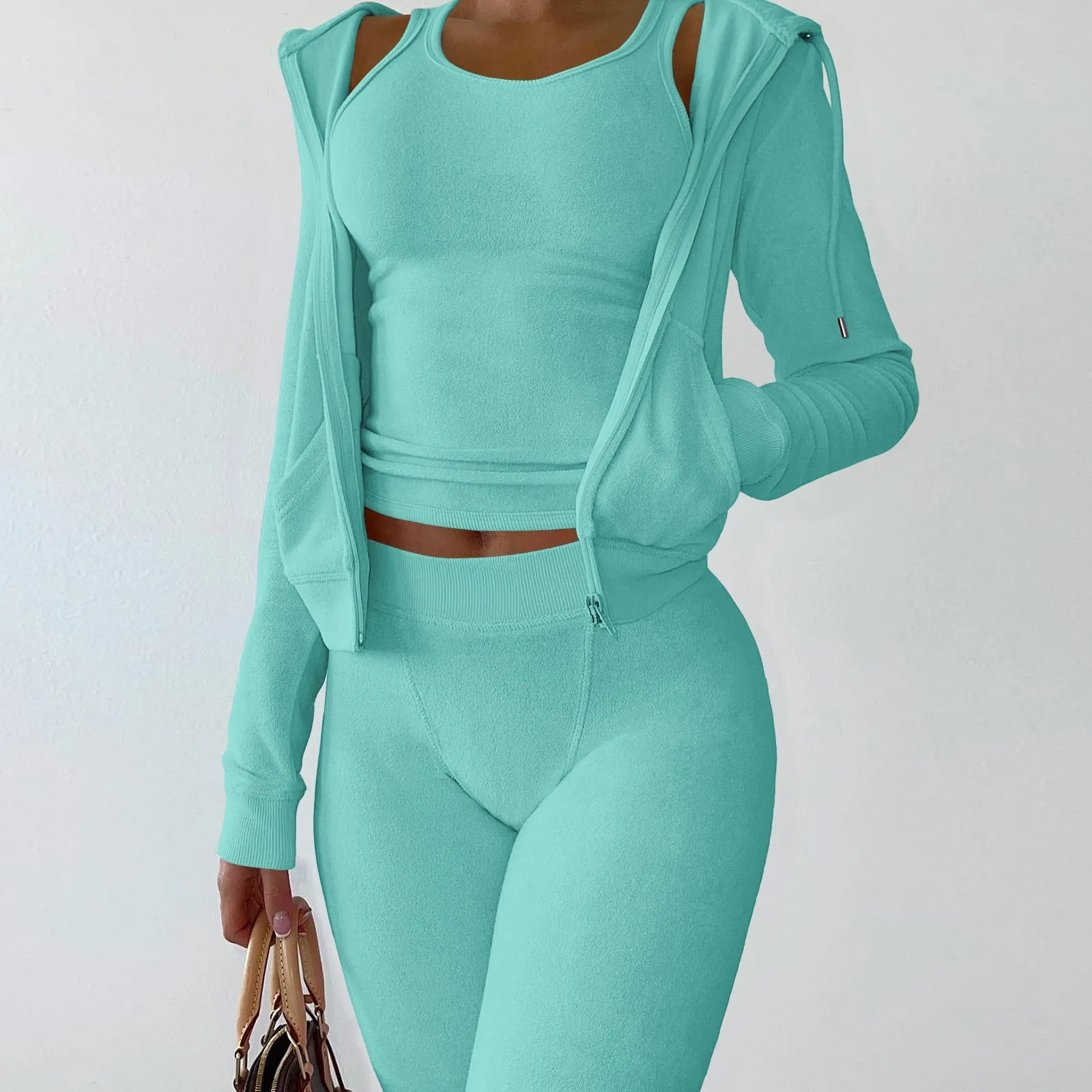 Trendy Two Piece Sweatsuit  With Hoodie