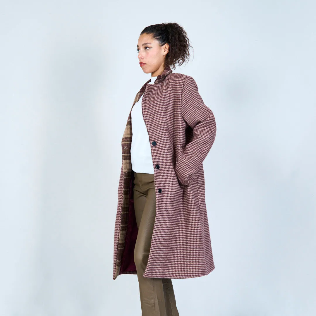 Two-tone plaid longline coat wholesale