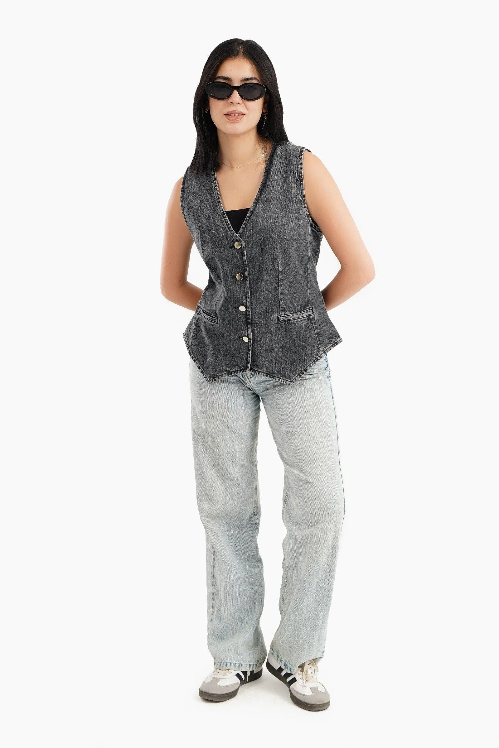 V-Neck Denim Vest