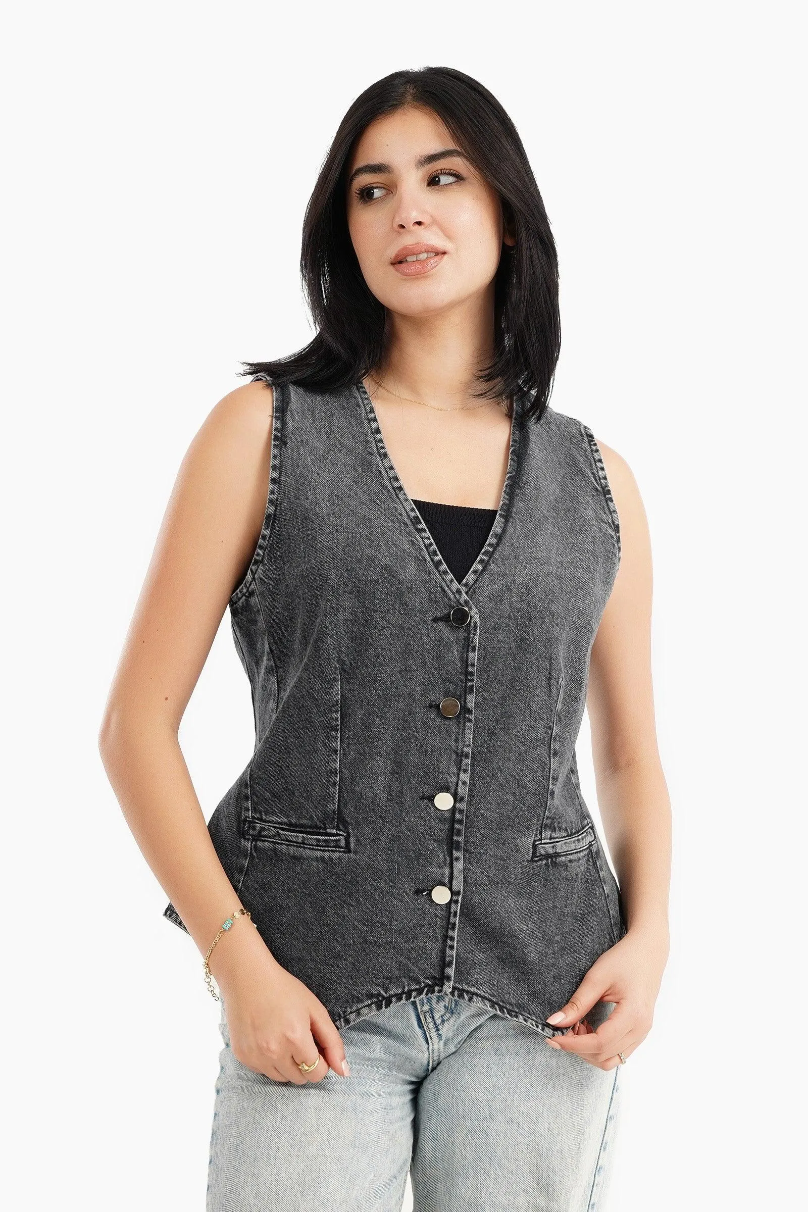 V-Neck Denim Vest