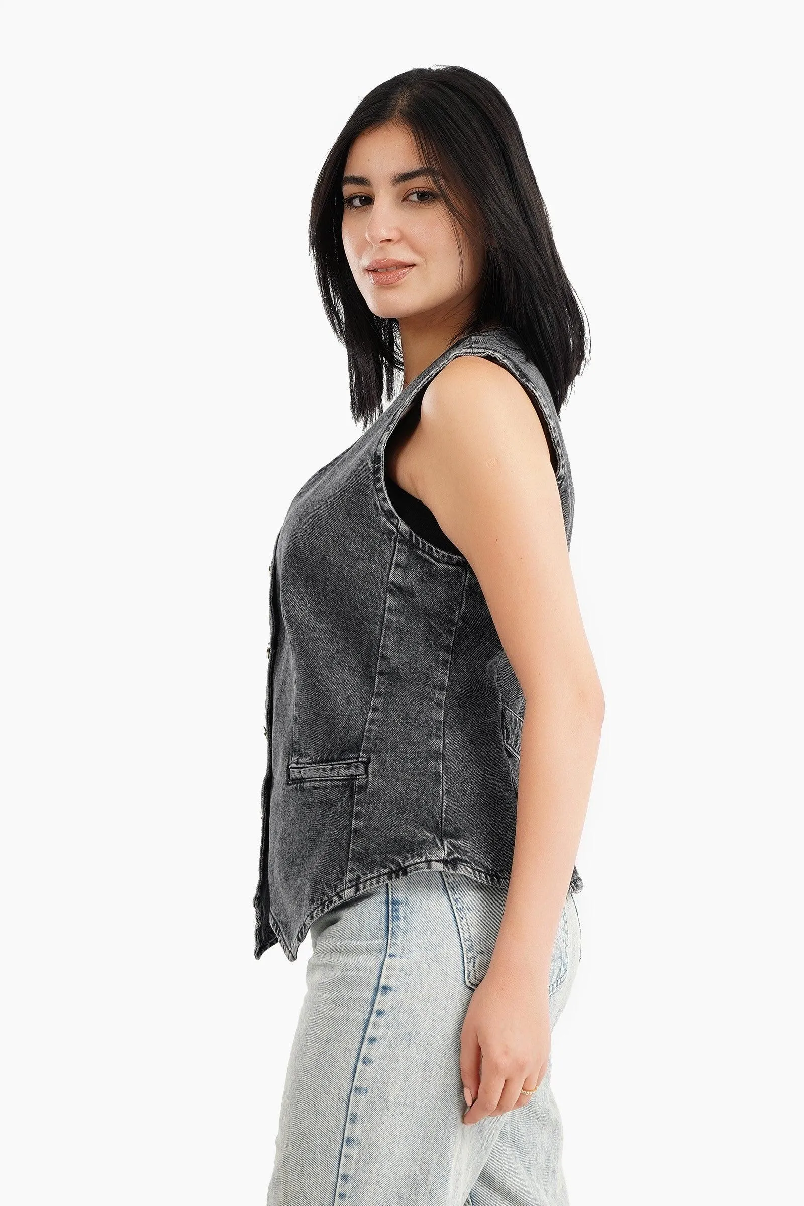 V-Neck Denim Vest