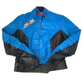 Vintage 90s Blue Black Dainese Leather Biker Jacket 8 10 S