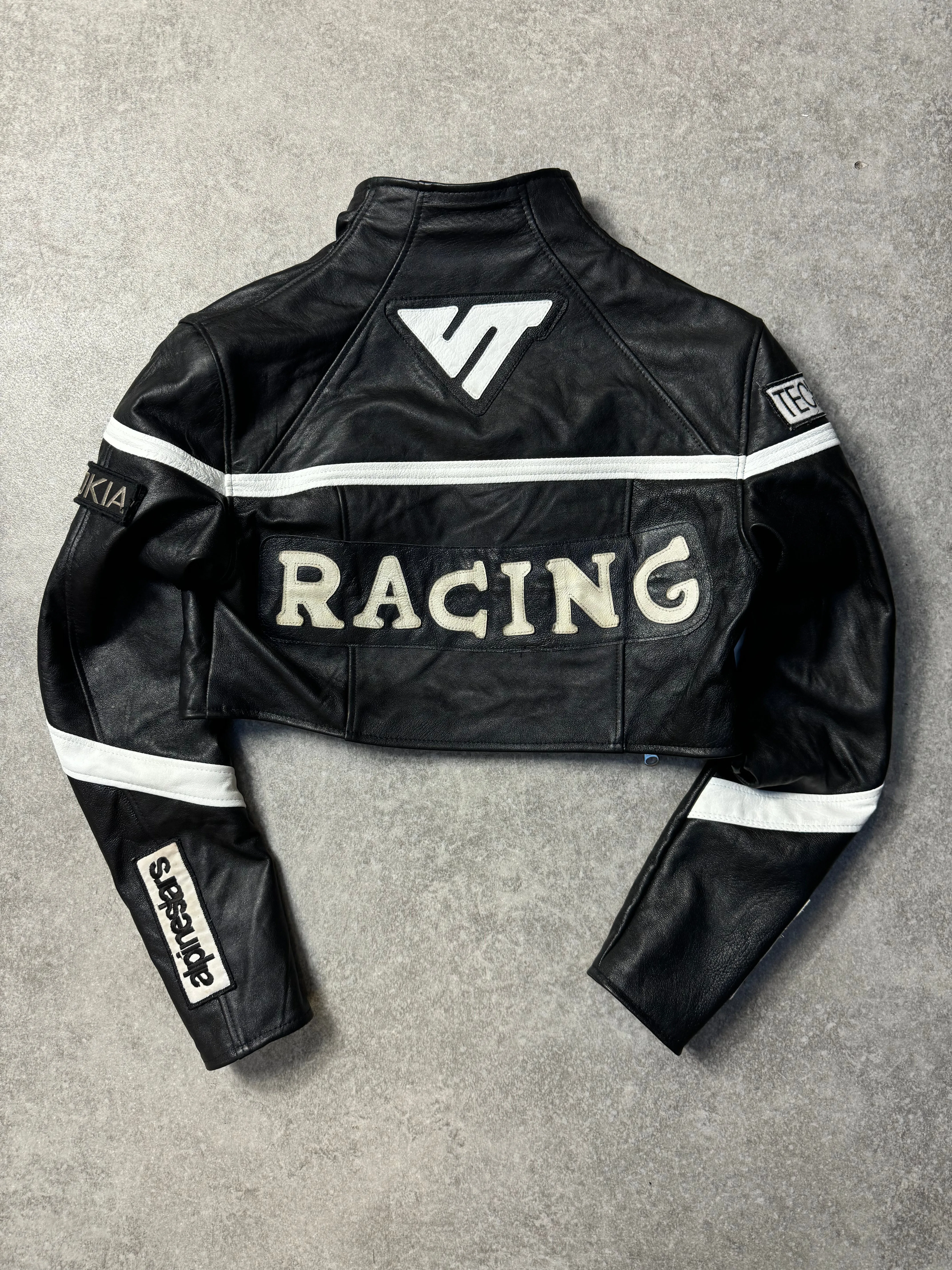 VT Rework: Nokia VT Logo Cropped Leather Racing Jacket