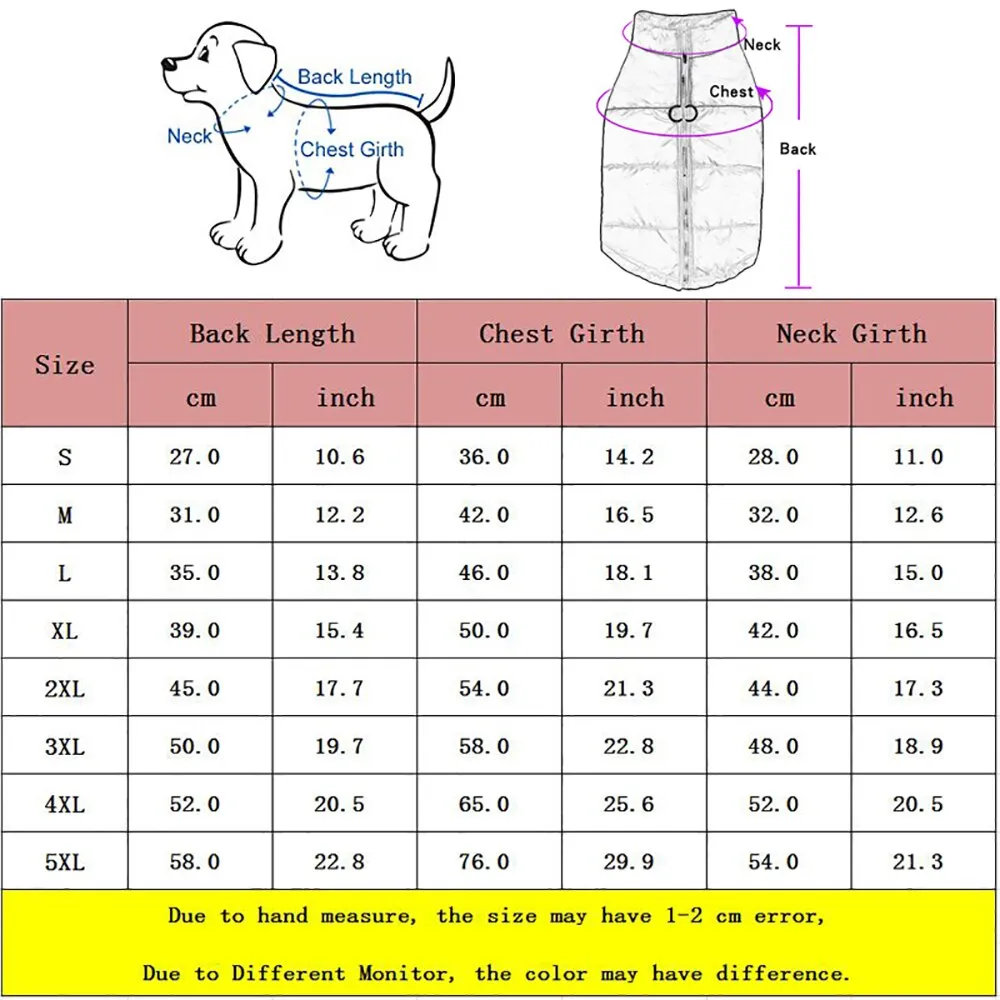 Waterproof Dog Clothes Zipper Jacket Coat For Small Medium Large Dogs Winter Warm Pet Clothing for Dog Costume Vest Apparel