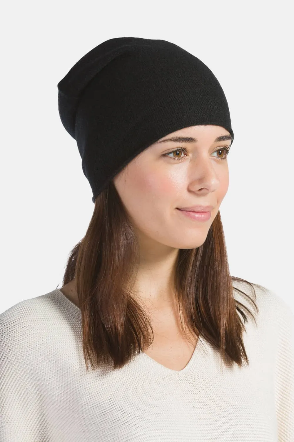 Women's 100% Cashmere Slouchy Beanie Hat