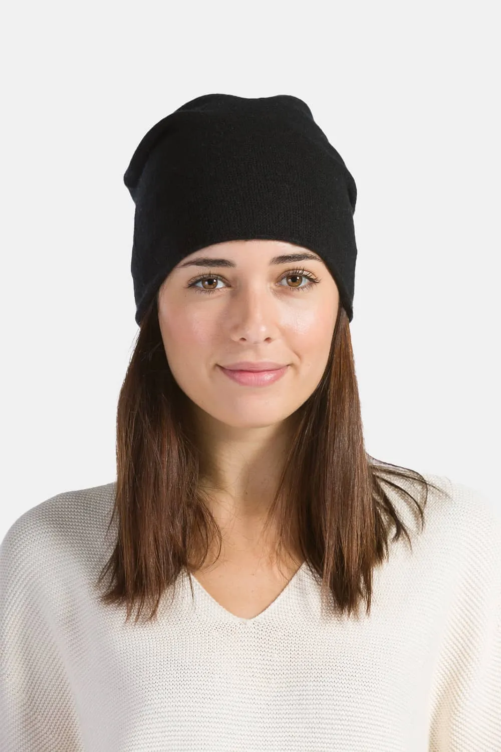 Women's 100% Cashmere Slouchy Beanie Hat