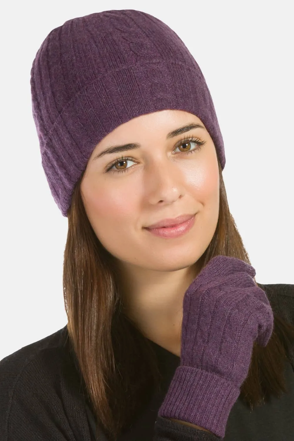 Women's 100% Pure Cashmere Cable Knit Hat