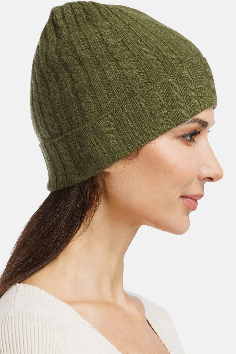 Women's 100% Pure Cashmere Cable Knit Hat