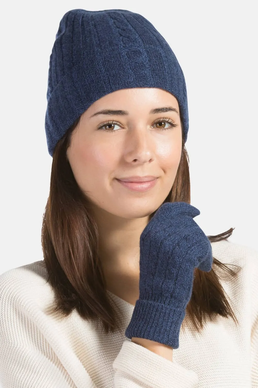 Women's 100% Pure Cashmere Cable Knit Hat